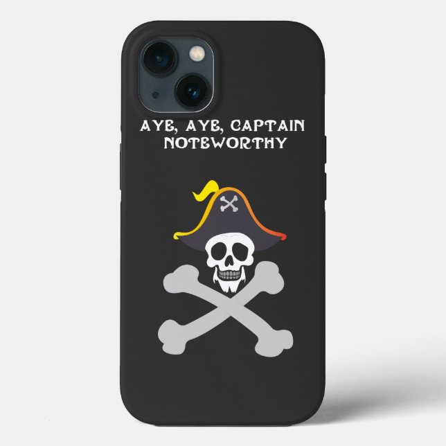 Captain Noteworthy Skull and Crossbones Pirate Case-Mate iPhone Case (Back)