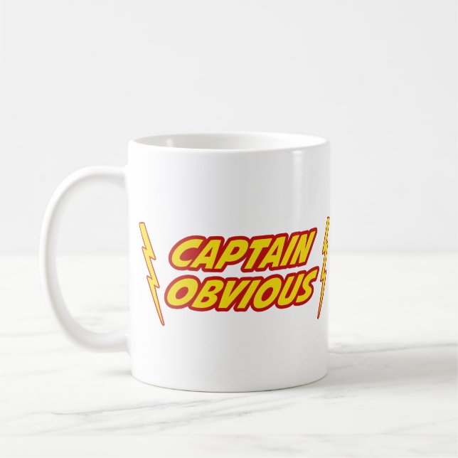 Captain Obvious Superhero Coffee Mug (Left)