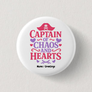 Captain of Chaos and Hearts Pirate Graphic 3 Cm Round Badge
