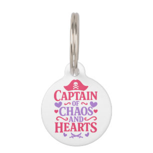 Captain of Chaos and Hearts Pirate Graphic Pet Tag