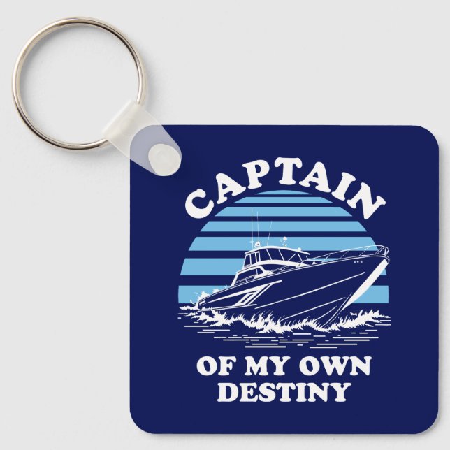 Captain Of My Own Destiny | Boating Quote Key Ring (Front)