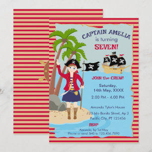 Captain of the Pirate Ship Birthday Party Invitation