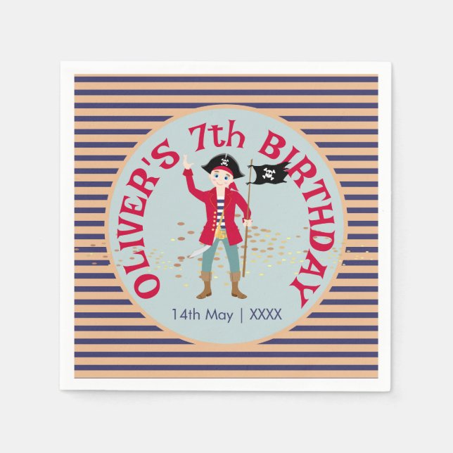 Captain of the Pirate Ship Birthday Party Napkin (Front)