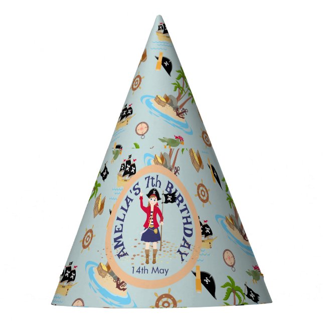 Captain of the Pirate Ship Birthday Party Party Hat (Front)