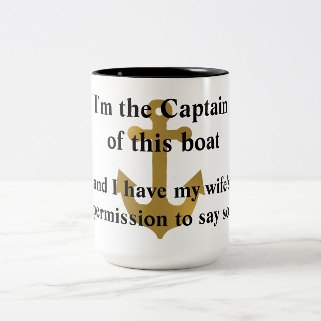 Captain Of This Boat Gold Anchor Funny Mug (Center)