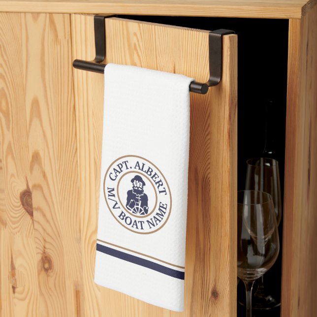 Captain Old Scruff Logo Personalised Kitchen Towel (Thirds Fold)