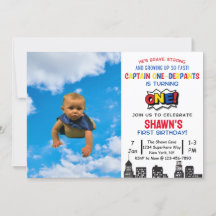 Captain One-derpants First Birthday Invitation