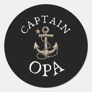 Captain Opa Boat Sailing Boating Vintage Anchor Fu Classic Round Sticker