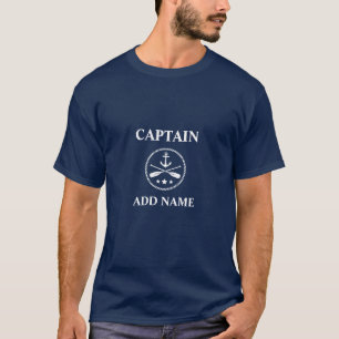Captain or Boat Name Anchor & Oars Navy Blue T-Shirt
