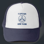 Captain or Boat Name Nautical Anchor & Oars Trucker Hat<br><div class="desc">Nautical Anchor & Crossed Oars with Personalised Captain or Boat Name Hat.</div>