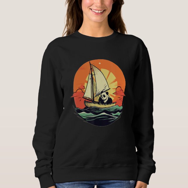 Captain Panda Summer Boat Family Vacation Sweatshirt (Front)