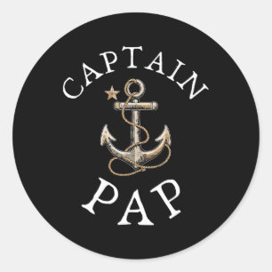Captain Pap Boat Sailing Boating Vintage Anchor Fu Classic Round Sticker