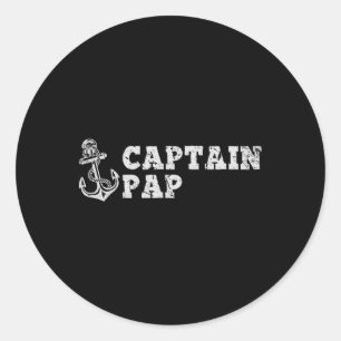 Captain Pap Sailing Boating Vintage Boat Anchor Fu Classic Round Sticker