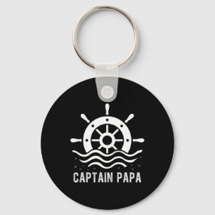 Captain Papa Boating Father's Day Pontoon Captain Key Ring