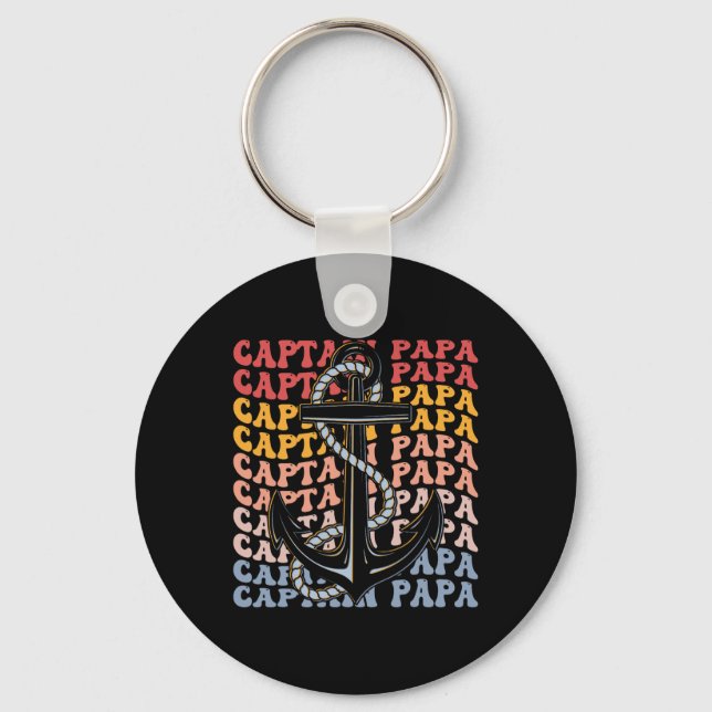 Captain Papa Groovy Boating Papa  Key Ring (Front)