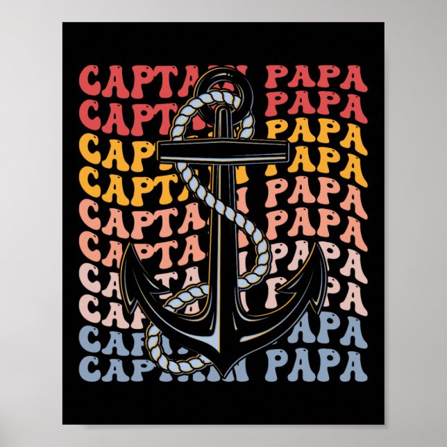 Captain Papa Groovy Boating Papa  Poster (Front)