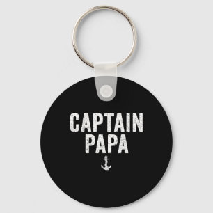 Captain Papa Pontoon Boat Lake Fishing Boating Sai Key Ring