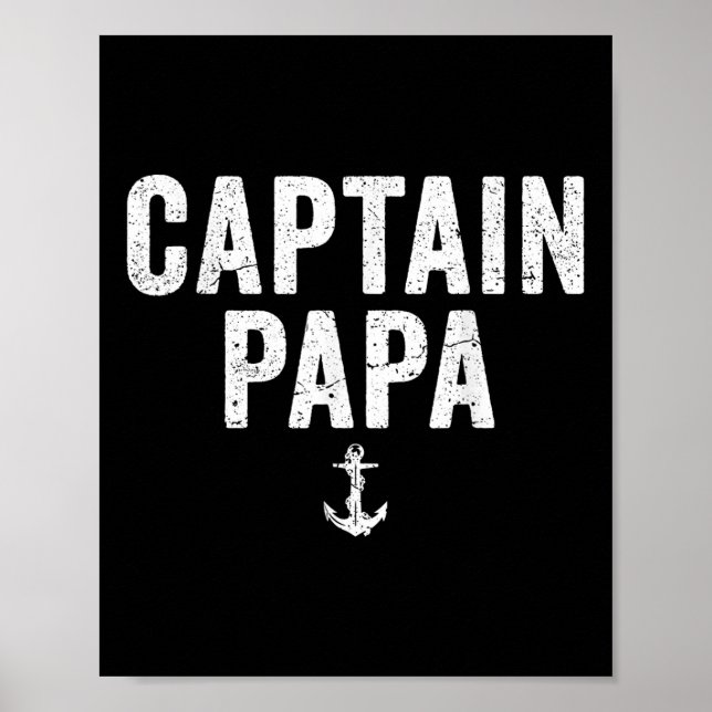 Captain Papa Pontoon Boat Lake Fishing Boating Sai Poster (Front)