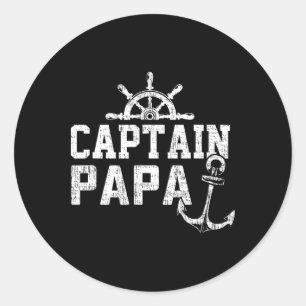 Captain Papa Pontoon Boating Fishing Lake Sailing Classic Round Sticker