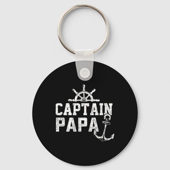 Captain Papa Pontoon Boating Fishing Lake Sailing  Key Ring (Front)