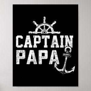 Captain Papa Pontoon Boating Fishing Lake Sailing Poster
