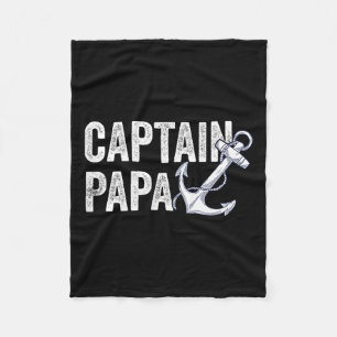 Captain Papa Pontoon Gift Lake Sailor Fishing Boat Fleece Blanket
