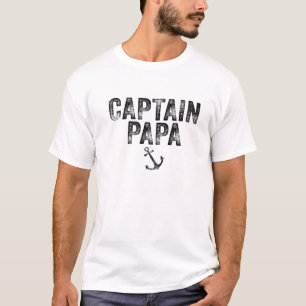 Captain Papa Pontoon Lake Sailor Fishing Boating B T-Shirt