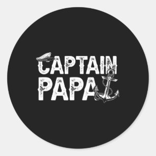 Captain Papa Pontoon Lake Sailor Fishing Boating F Classic Round Sticker