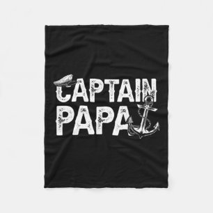 Captain Papa Pontoon Lake Sailor Fishing Boating F Fleece Blanket