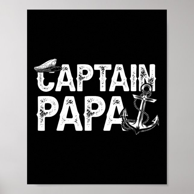 Captain Papa Pontoon Lake Sailor Fishing Boating F Poster (Front)