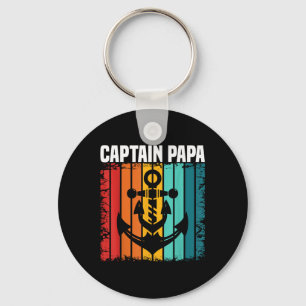 Captain Papa Pontoon Lake Sailor Fishing Boating Key Ring