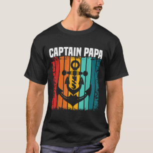 Captain Papa Pontoon Lake Sailor Fishing Boating T-Shirt