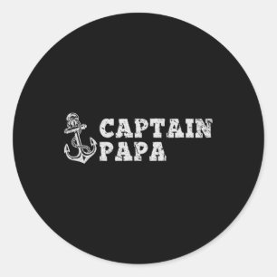 Captain Papa Sailing Boating Vintage Boat Anchor F Classic Round Sticker