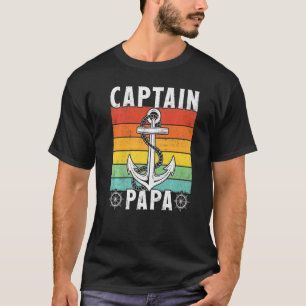 Captain Papa Vintage Retro Anchor Pontoon Boat Boa T-Shirt