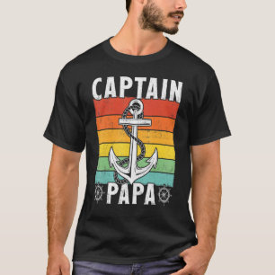 Captain Papa Vintage Retro Anchor Pontoon Boat Boa T-Shirt