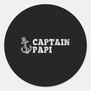Captain Papi Sailing Boating Vintage Boat Anchor F Classic Round Sticker