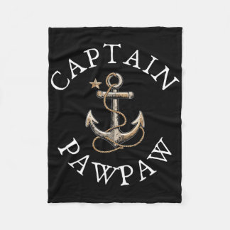 Captain Pawpaw Boat Sailing Boating Vintage Anchor Fleece Blanket