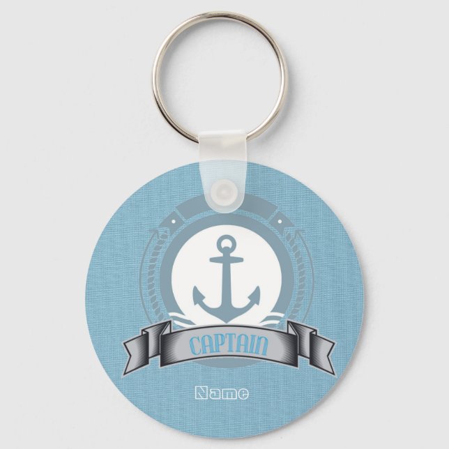 CAPTAIN personalised boat sailing nautical emblem Key Ring (Front)