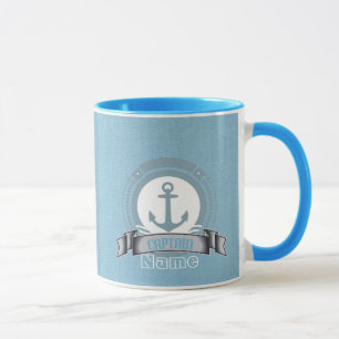 CAPTAIN personalised boat sailing nautical emblem Mug