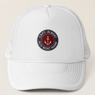 Captain Personalised Maroon Blue Anchor Logo Hat