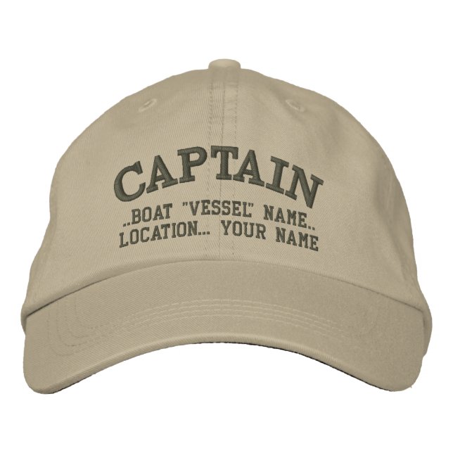 CAPTAIN Personalised Your Boat Your Name Embroidered Hat (Front)