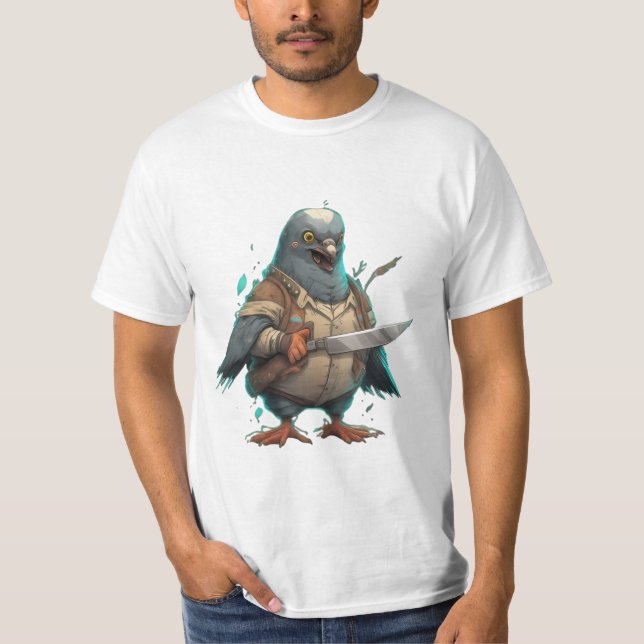 "Captain Pigeons" ready for an attack T-Shirt (Front)