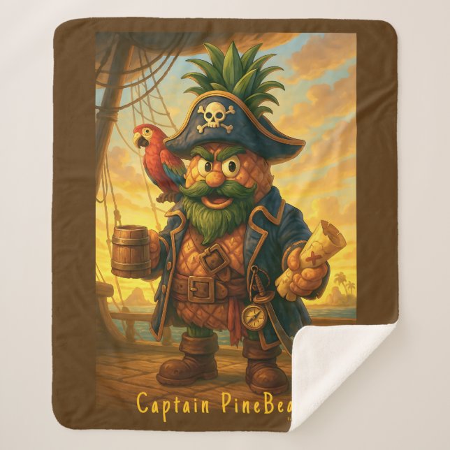 Captain PineBeard - Pineapple Empire Sherpa Blanket (Front)