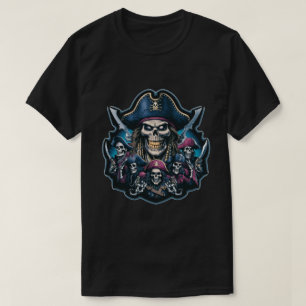 Captain Pirate and his skeleton crew T-Shirt