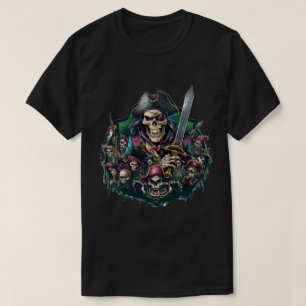 Captain Pirate and his skeleton crew T-Shirt
