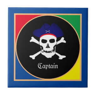 Captain & Pirates Flag - Treasure Island /kids Ceramic Tile