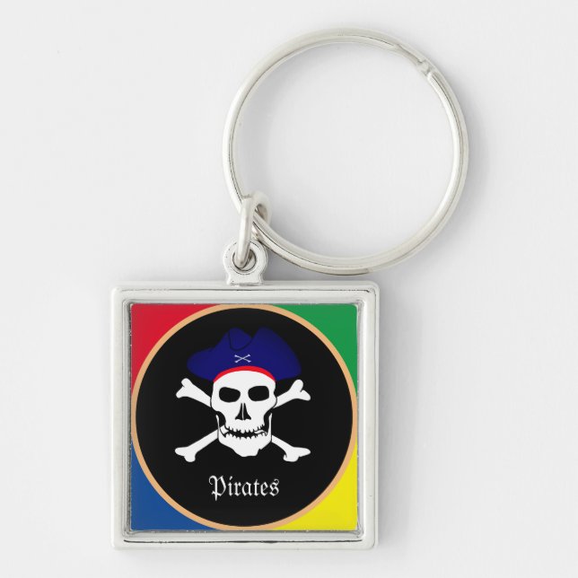 Captain & Pirates Flag - Treasure Island /kids Key Ring (Front)
