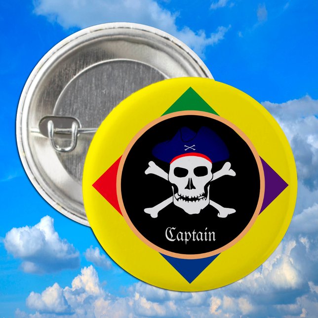 Captain & Pirates Flag - Treasure Island /party 3 Cm Round Badge (Creator Uploaded)