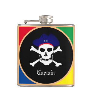 Captain & Pirates Flag - Treasure Island /party Hip Flask