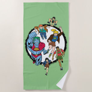 Captain Planet and the Planeteers Circle Graphic Beach Towel
